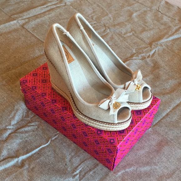 Tory Burch Shoes - NIB Tory Burch Jackie Peep Toe Wedge Espadrilles
